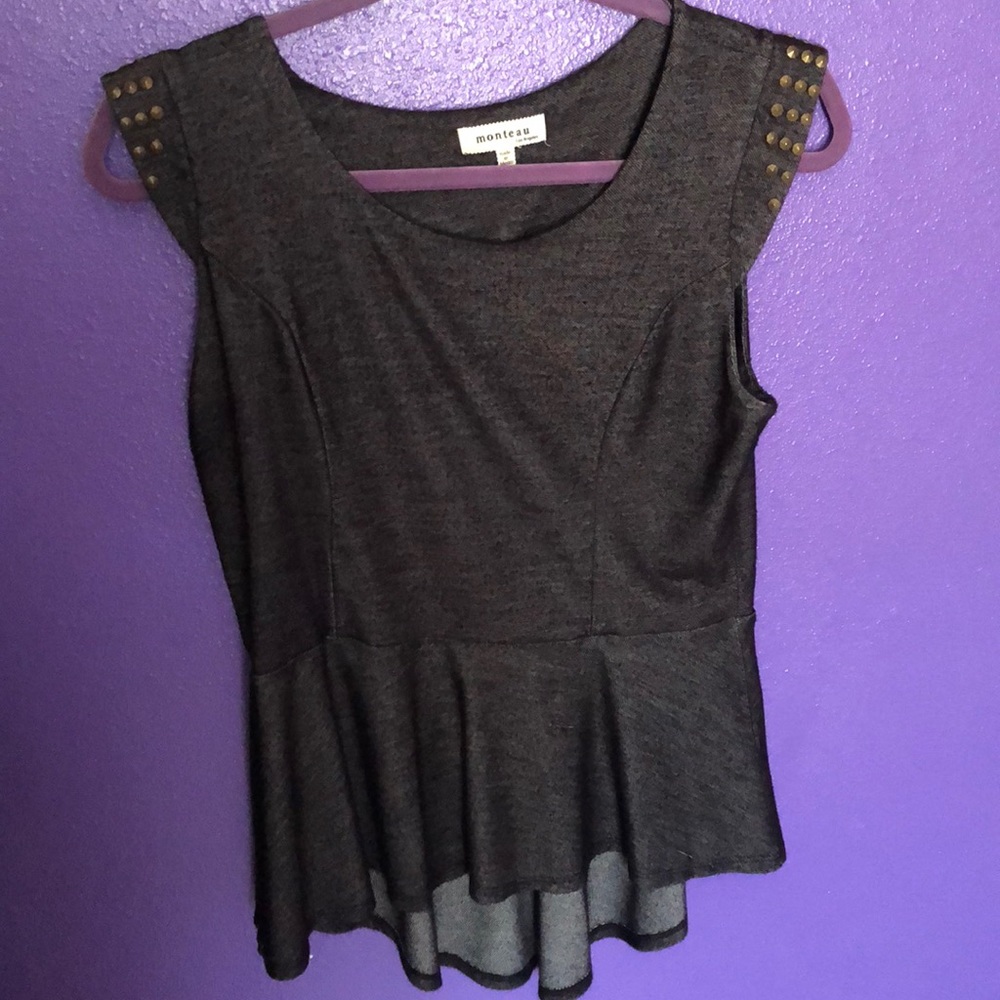 High Low Charcoal Top with Studs